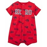 カーターズ（Carter's）男の子用赤レスキューHERO消防車前開き半袖クリーパー (6months(61-67cm)) [並行輸入品]