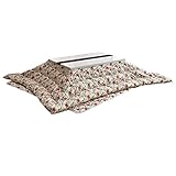 タンスのゲン こたつ3点セット テーブル 掛布団 敷布団 手元コントローラー 鏡面 長方形 UV塗装 継ぎ脚 幅120cm 花柄 09040079 03