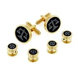 J。J。WestonオニキスEtched弁護士タキシードCufflinks andシャツスタッド。Made In The USA。