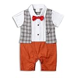 半袖ベビー男の子ロンパース、幼児用夏Clothingセットwithベスト&ボウタイ カラー: オレンジ