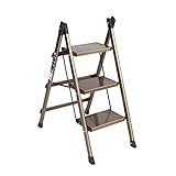 折り畳み三段スツールアルミ合金の家厚い屋内屋外のはしごフラワーシェルフの格納ステップスツール47.5x67x88cm