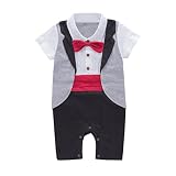 Mayのベビー幼児用男の子半袖タキシードボウタイ紳士ロンパースワンジー US サイズ: 3-6 Months カラー: グレー