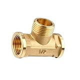 Fityle 1/2インチ　3極　配管用部品　T型　真鍮製継手パイプ　高品質　耐久性　低温抵抗　操作簡単　厚い壁　44×41×20mm