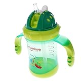 Blesiya 全3色 ベビーマグ ストロー スリップカバーデザイン 持ちやすい 200ml - 緑