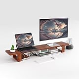 モニター台 机上台 PCスタンド 2画面スタンド 高さ調整可能 キーボード収納 PCラック 工具不要 姿勢改善 木製 幅80cm