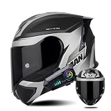 SOMAN-965 Bluetooth フルフェイスヘルメット バイクヘルメット メンズ レディース ブルートゥース付きオートバイフリップアップヘルメット ライダー装備 カーボンマットブラック スピーカー付き Bluetooth対応メガネ装着可能 男女兼用 日焼け止め 内装 洗濯可 耐衝撃 大サイズ（頭囲55-66cm） (XXL,B12)