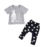 Cutelove 子供服 Tシャツ 半袖 Tシャツ＆パンツ 上下セット ショートパンツ 哺乳瓶柄 五芒星プリント ベビー 男の子 春夏 可愛い