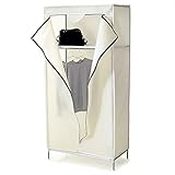 ハンガーラック 不織布カバー付き チャック付き 軽量 省スペース クローゼット ワードローブ 幅85.5cm アイボリー