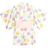 ベビー 浴衣風 パジャマ 半袖 女の子 前開きパジャマ 腹巻付 寝巻き 綿混素材 赤ちゃん ホワイト 80cm