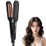 カールアイロン 26mm ウェーブアイロン 挟むだけ ヘアアイロン 140℃～220℃ ワッフルアイロン５段階温度調節 やけど防止 千万級マイナスイオン吹出 (ブラック)