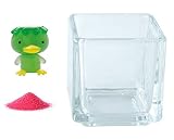 花市場直送便 ミニチュアガラス かっぱ立ち & カラーサンド ニューピンク & 植え込み用グラス ニューブロックS