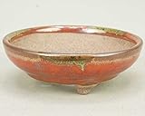 いよじ園 【盆栽鉢】 小石原焼/3寸足付丸鉢（ミニ）辰砂釉 単品 【高さ：2.8cm 径：8.8cm】【ミニ鉢～小鉢】