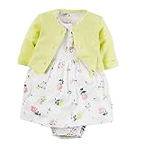 カーターズ Carter's カーディガン 半袖ロンパース ワンピース 2点セット ホワイトイエロー ベビー服 女の子(9months(67-72cm)) [並行輸入品]