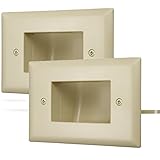 Fosmon 1-gang Recessed低電圧ケーブル壁プレートのインストール用スピーカーワイヤ、同軸ケーブル、HDMIケーブル、またはネットワーク/電話ケーブル(ホワイト) 1-Gang (2 