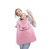 多機能 ベビーマント 子供用カーディガン 秋冬 防寒 抱っこひも用 ベビーキャリア用 マント ケープ/ポンチョ 出産祝い 外出用 (ピンク)