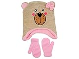 幼児女の子動物Laplander耳Covering Set Includingフリース帽子とミトン