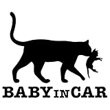 Sticker Shop Haru BABY IN CAR 猫の親子 黒