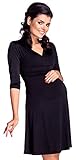 Zeta Ville 女性のマタニティプリーツAラインシルクドレス - 3/4スリーブ 946c (黒, Medium, S)