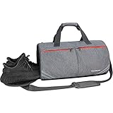 CANWAY ボストンスポーツバッグ 旅行シューズ収納バッグ 超軽量 ジム ダッフルバッグ 2way 乾湿分離 防水 30L (グレー)