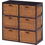 ランドリーチェスト 枯淡シリーズ 3段 木製(籐・天然木) 引き出し収納付き 【完成品】