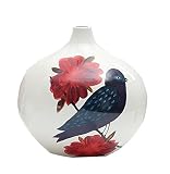 Creative Co-Op DA1775 Dolomite Bottle Vase with Bird Image [並行輸入品]
