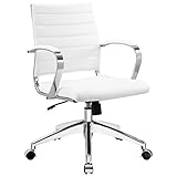 LexMod Jive Ribbed Mid Back Executive Office Chair, White Vinyl [並行輸入品]