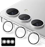 Kakuki for Galaxy S24 FE 用 カメラフィルム ギャラクシーS24 FE カメラ保護フィルム 薄型 強化ガラス 耐衝撃 独立型 露出オーバー防止 アルミ合金 カメラカバー (ゴールド)