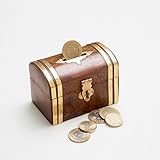 Rusticity木製貯金箱子供と大人 – Brass Strips |ハンドメイド| ( 4 x 3 in )