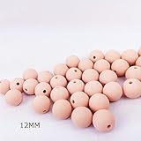 Mamimami Home シリコーン製 安全歯固め ビーズ 12MM 授乳看護用 ネックレス おしゃぶりチェーン 幼児 噛がため玩具 新生児贈り物 DIY用 円形 アクセサリー 17色選択可能 50
