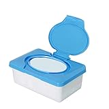 ウェット ティッシュペーパータオル プラスチック ボックスベビーワイププレスポップアップデザインホーム ストレージ ホルダーコンテナアクセサリー (ブルー)
