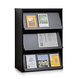 ワイエムワールド　本棚 ディスプレイラック フラップ扉 ３枚 収納ラック 【色： ブラウン 】