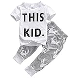 キッズベビーボーイズ夏文字プリントTシャツと動物パターンパンツ服セット カラー: ホワイト