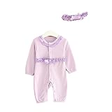 CHOUeTTe ベビー服 ロンパース 新生児～1歳半まで 前開き 長袖 フリル ヘアバンド付き リボン 綿100% 可愛い 出産祝い 誕生日プレゼントにもどうぞ 色サイズ多数 オリジナルタオル付き 