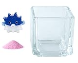 花市場直送便 ミニチュアガラス ハリセンボン ディープブルー & カラーサンド ラベンダー & 植え込み用グラス ニューブロックS