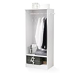 LOWYA （ロウヤ） ハンガーラック 洋服ラック 可動棚 取り外し可能 サイドフック 収納 衣類収納 ワードローブ 幅59.5cm ホワイト おしゃれ