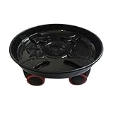 OUNONA 鉢皿 キャスタープレート 受皿 植木鉢台 プラスチック製 キャスター台 円 花台 キャスター付き 内径27cm 外径29cm 黒
