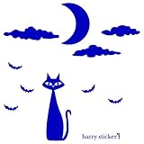 HARRY STICKER ハロウィンウォールステッカー転写式月夜のネコネイビーLL ハロウィン ｳｫｰﾙｽﾃｯｶｰ転写式 月夜のネコ ネイビー LL 【1点】