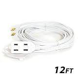 12Ft 3-Outlet Power Extension Cord White 16AWG/2 [並行輸入品]