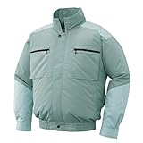 空調服 空調風神服 2017年新商品 肩パット付 チタン加工 長袖ブルゾン作業着（ファンなし/単品）<099-KU92600> (4L, 7-モスグリーン)