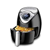 新しいエアフライヤー、スマートタッチスクリーンホーム、フライヤーなし、2.6L大容量フライスマシン、レシピ、健康調理器具フードオーブン (色 : ブラック)