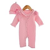 Candykids　ベビー ロンパース新生児幼児　女の子　カバーオール 着ぐるみ お着替え簡単 出産祝い　 オールインワン 子供用 帽子つきません (9M, ピンク)