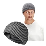 [Weuiean] ニット帽 メンズ レディース ビーニー 帽子 ワッチ 防寒 防風 折りたたみ固定 ユニセックス KANZ-23（ミディアムグレー）