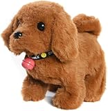 kxptso 犬の動くぬいぐるみ犬電動サウンド付きペットシミュレーション電子ペット子供ロボット犬ペット給餌知育玩具想像力トレーニングキャラクター遊び、女の子、男の子、ギフト (ブラウン)