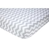 Little Love by NoJo Separates Collection 6 Piece Printed Chevron Crib Sheet, Grey/White, 52 x 28 by 