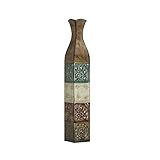 High Quality Embossed Metal Suzani Tile Decorative Vase, 34-Inch