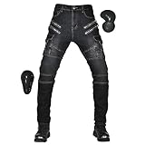[RENHE] バイク用パンツ メンズ ライディングパンツ プロテクター ライダースパンツ 耐磨 バイク用ジーンズ バイクズボン オールシーズン ストレッチ素材 ブラック1 Lサイズ