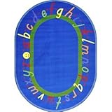 Joy Carpets Kid Essentials Early Childhood Round AlphaScript Rug Blue 7'7 [並行輸入品]