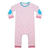 (ラークウッド) Larkwood ベビー・幼児用 ボーダー柄 長袖 ボディースーツ ロンパース (0-3ヶ月) (ペールピンク/ホワイト)