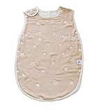 （アーネス）Arnes 主婦が選んだ 6重 ガーゼ スリーパー オーガニック コットン ブラウンスター（60-80cm 新生児から３歳）