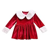 女の子 ベビー服Karchi クリスマス　ワンピース　長袖 赤地　ちょっぴり　ファション　可愛い　ドレス (110, 赤)